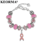 NEW Breast Cancer Awareness Pink Ribbon Charm Bracelet & Bangles